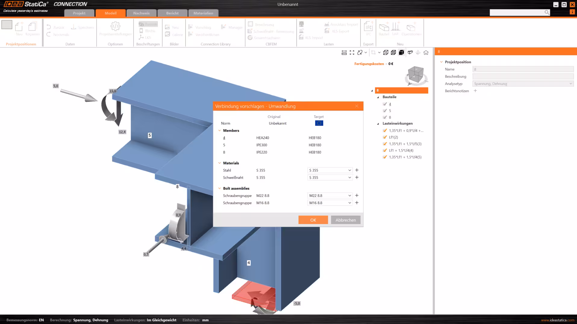 Schrauben und Bolzen dimensionieren