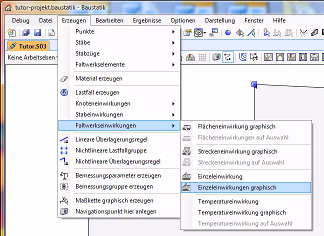Einzeleinwirkung graphisch erzeugen