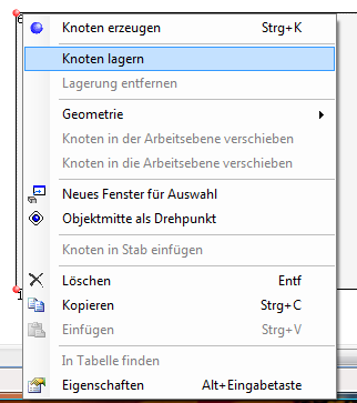 Knoten Objektmenü