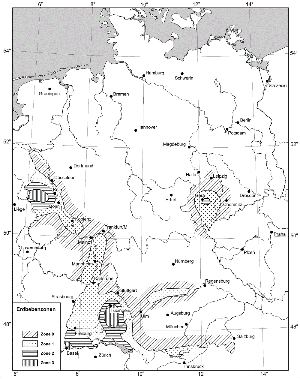 Erdbebenzonen in Deutschland