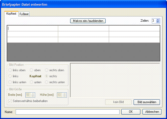 Briefpapier Datei entwerfen Blanko