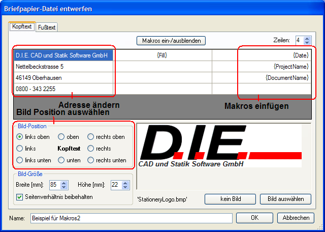 Dateientwurf Beispiel