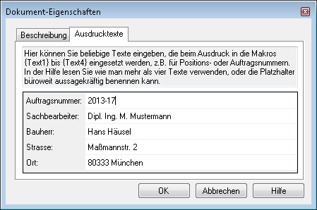 Dokument Eigenschaften