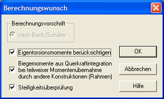 Berechnungswunsch erzeugen