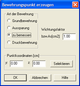 Bewehrungspunkt erzeugen