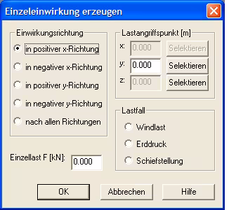 Einzeleinwirkung erzeugen