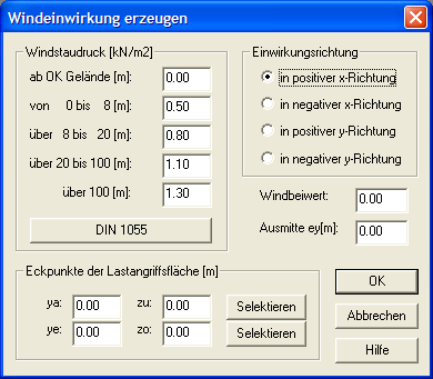 Windeinwirkung erzeugen