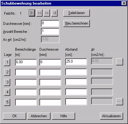 Deckungslinien bearbeiten (Stützbewehrung)