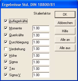 Ergebnisse Stahl (DIN 18800 (81) und DIN 18800 (90))
