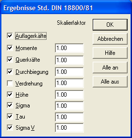 Ergebnisse Stahl (DIN 18800 (81) und DIN 18800 (90))