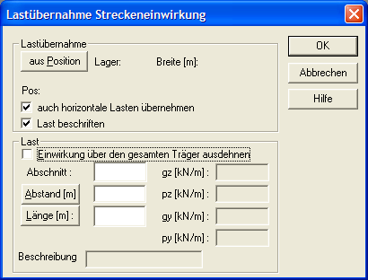 Lastübernahme Streckeneinwirkungen erzeugen