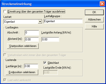 Streckeneinwirkung erzeugen