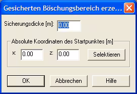 Gesicherten Böschungsbereich erzeugen