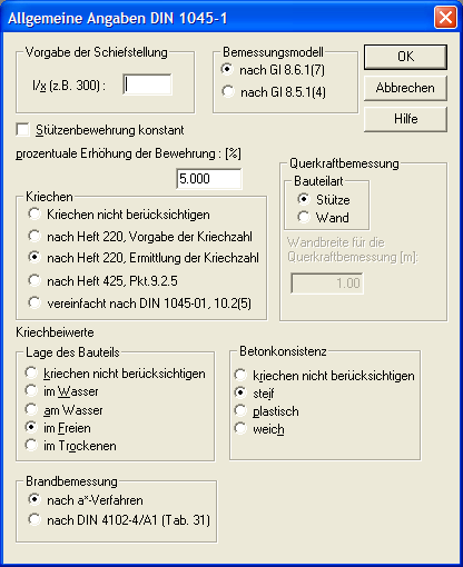 Festlegung der Allgemeinen Angaben