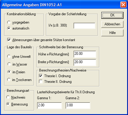 Allgemeine Angaben DIN 1052