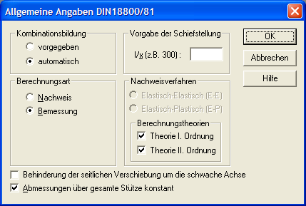 Allgemeine Angaben DIN 18800/81