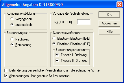 Allgemeine Angaben DIN 18800/81