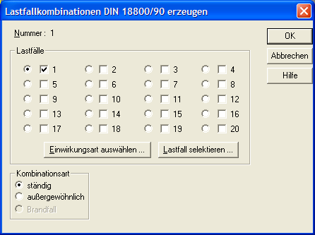 Lastfallkombinationen DIN18800/90