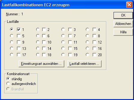 Lastfallkombinationen EC 2