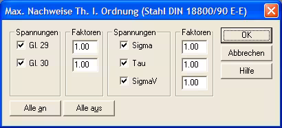 Max. Nachweise Th. I .O. DIN 18800/90 (E – E)
