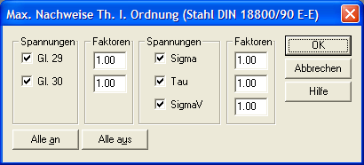 Max. Nachweise Th. I .O. DIN 18800/90 (E – E)