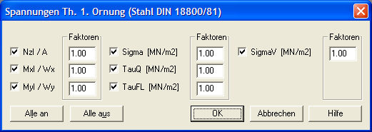 Spannungen aus LFK Th. I. O. DIN18800/81