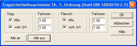 Spannungen aus LFK Th. I. O. DIN18800/90 (E-P)