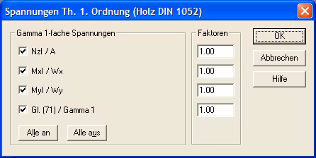 Spannungen aus LFK Th. I. O. DIN1052