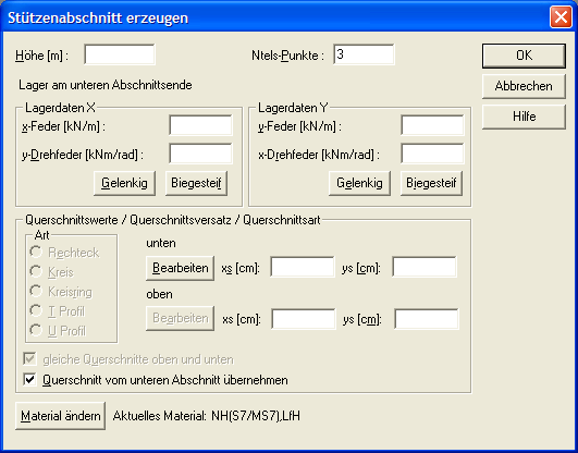 Stützenabschnitte