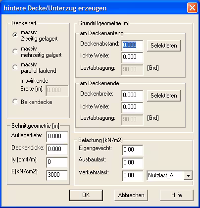 hintere Decke/Unterzug erzeugen