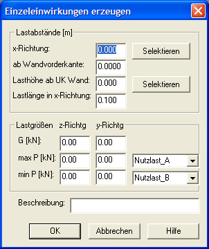 Einzeleinwirkung erzeugen