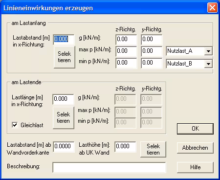 Linieneinwirkung erzeugen