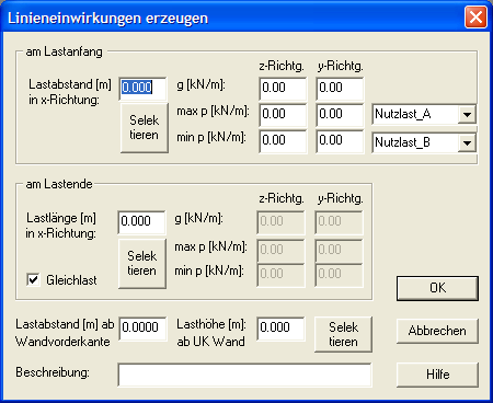 Linieneinwirkung erzeugen