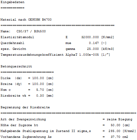 Ausdruckprotokoll der Ergebnisse