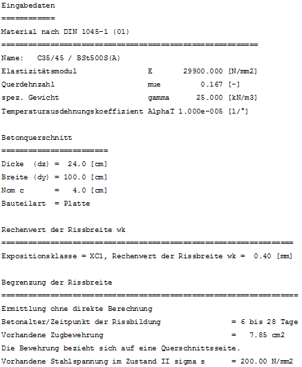 Ausdruckprotokoll der Ergebnisse