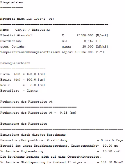 Ausdruckprotokoll der Ergebnisse
