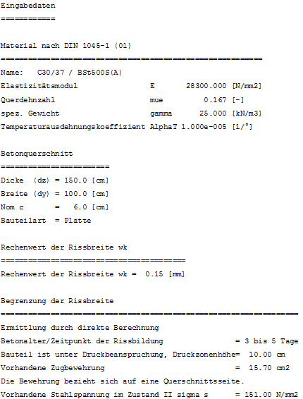 Ausdruckprotokoll der Ergebnisse