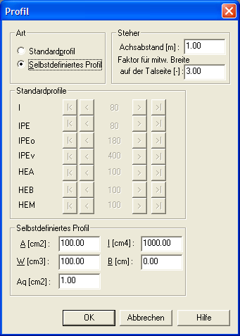 Profil Trägerbohlwand