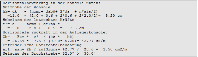 Horizontalbewehrung in der Konsole unten