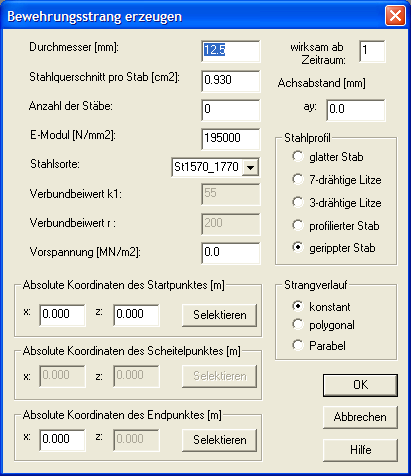 Bewehrungsstrang erzeugen