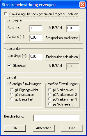 Streckeneinwirkung erzeugen