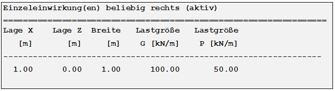 Einzeleinwirkungen beliebig